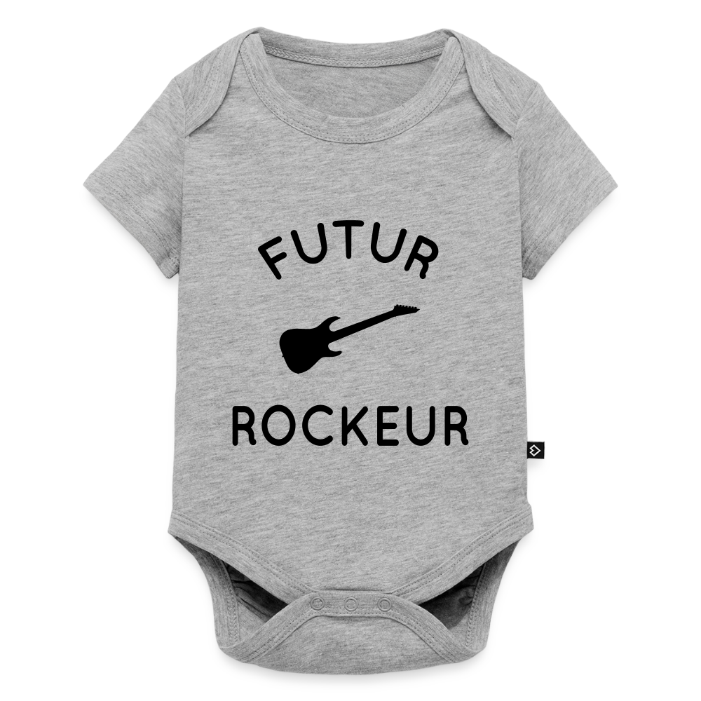 Body Bébé bio manches courtes - Futur rockeur - gris chiné