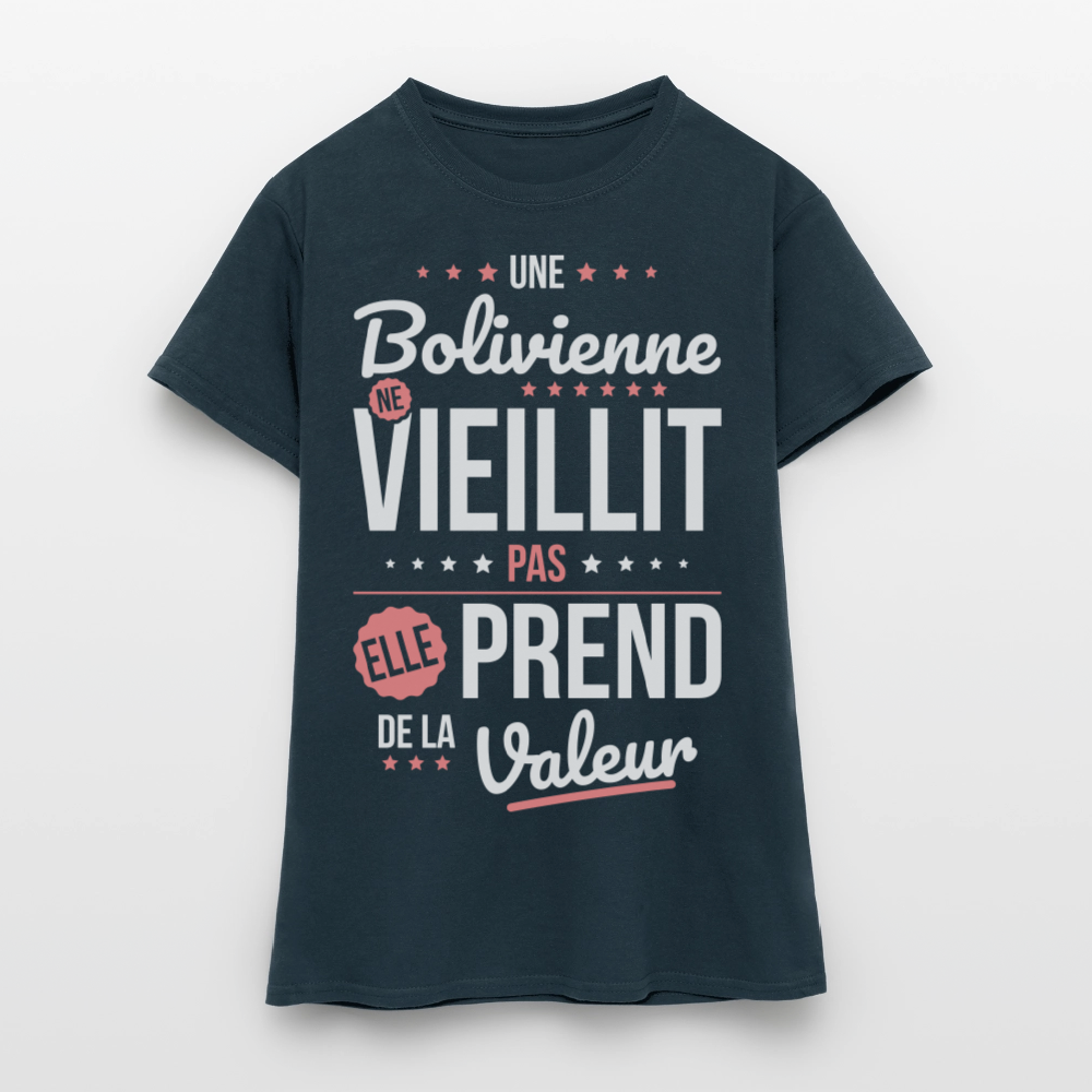 T-shirt Femme - Une Bolivienne ne vieillit pas - marine