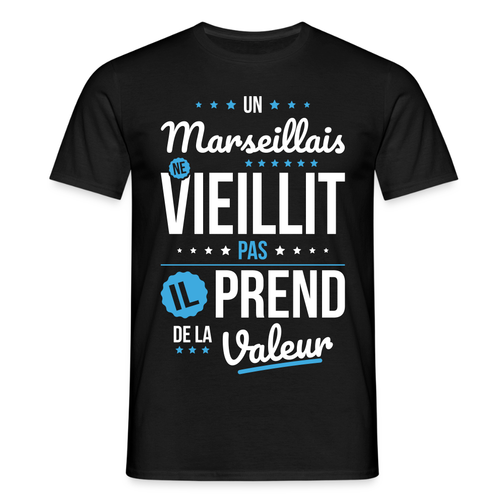 T-shirt Homme - Un Marseillais ne vieillit pas - noir