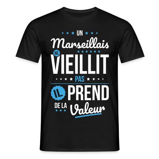 T-shirt Homme - Un Marseillais ne vieillit pas - noir