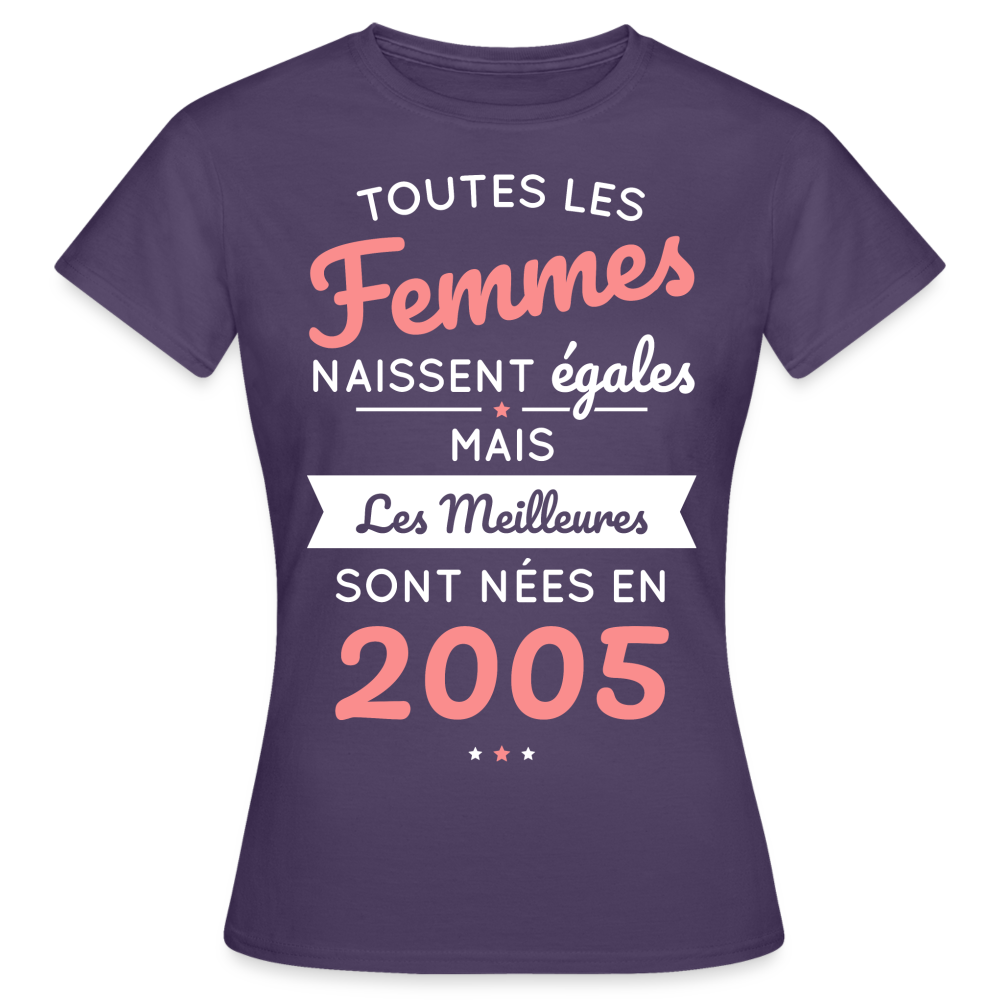 T-shirt Femme - Anniversaire 20 Ans - Les meilleures sont nées en 2005 - violet foncé