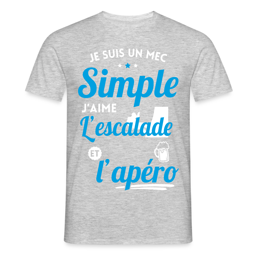 T-shirt Homme - J'aime l'escalade et l'apéro - gris chiné