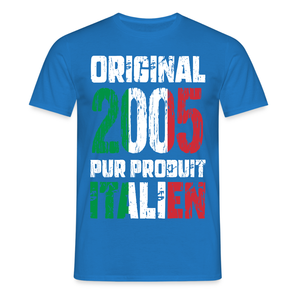 T-shirt Homme - Anniversaire 20 Ans - Original 2005 - Pur produit Italien - bleu royal