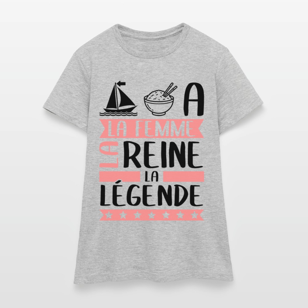 T-shirt femme coloris clair Maria rébus – La Femme, la reine, la légende - gris chiné