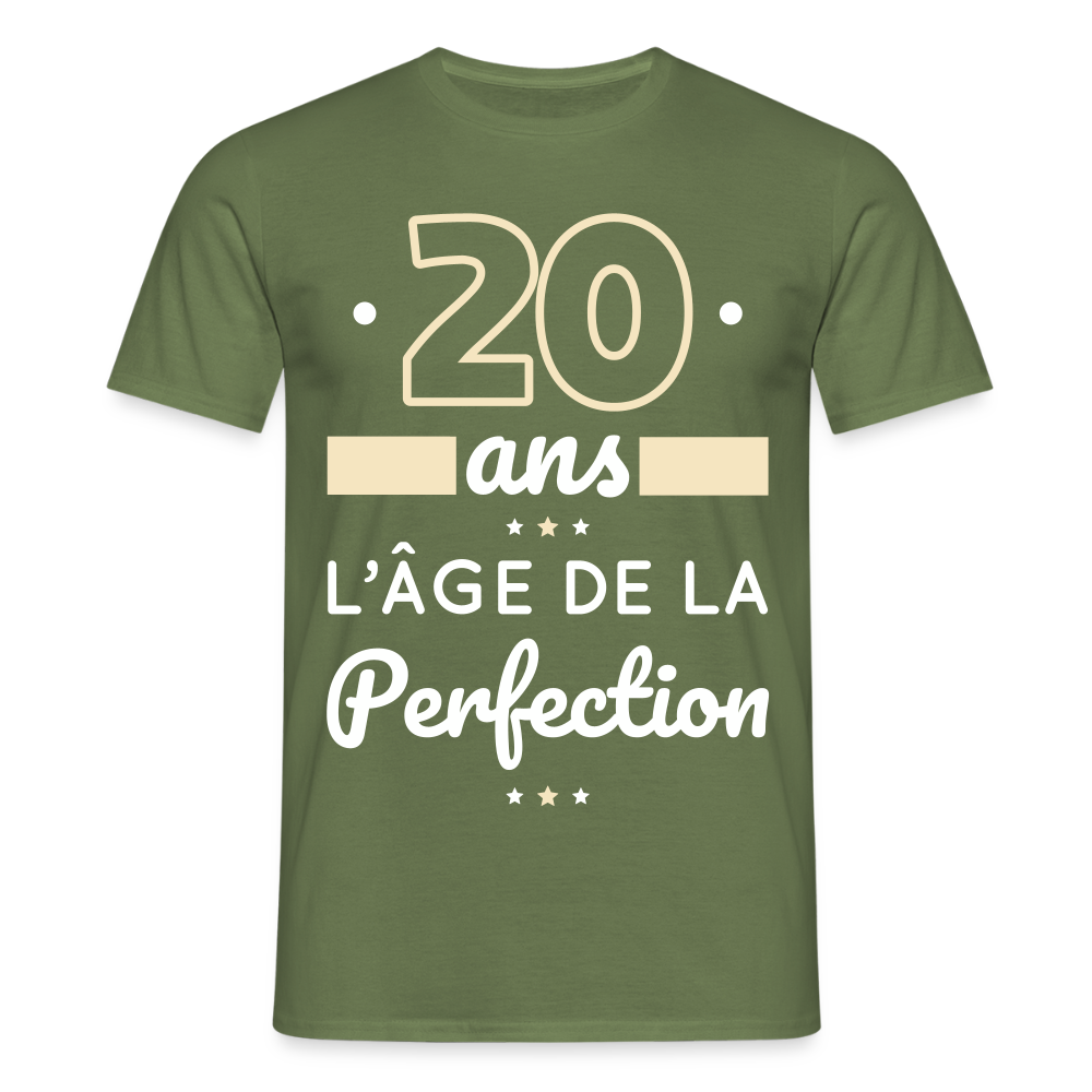 T-shirt Homme - 20 ans l'âge de la perfection - vert militaire