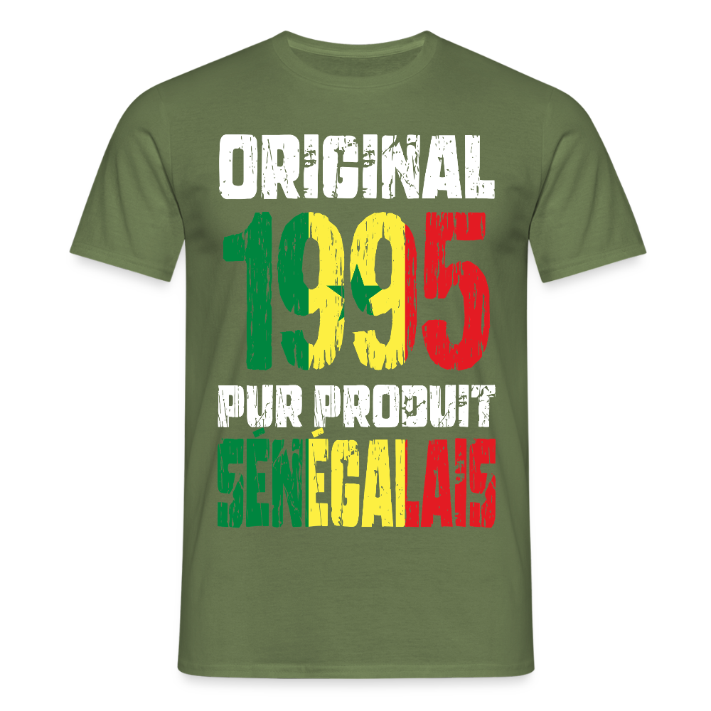 T-shirt Homme - Anniversaire 30 Ans - Original 1995 - Pur produit Sénégalais - vert militaire