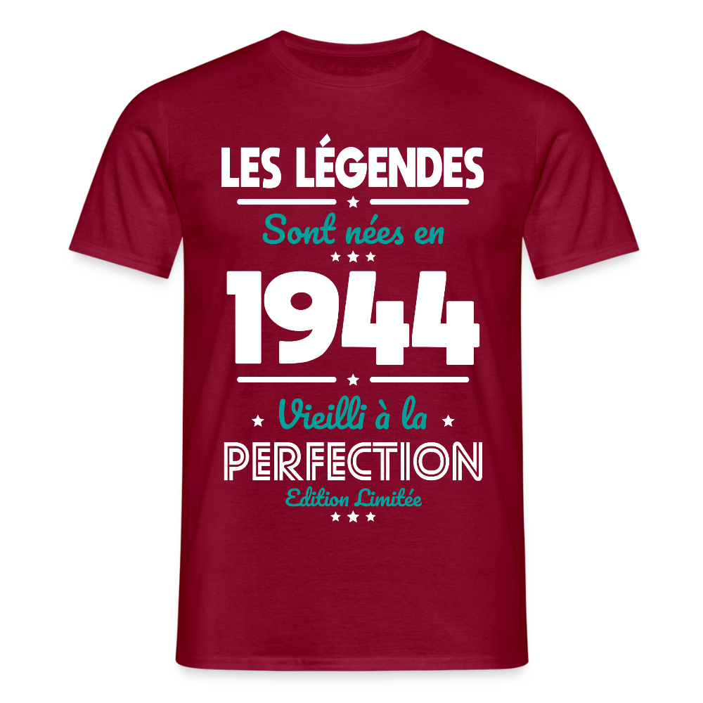 T-shirt Homme - Anniversaire 81 Ans - Les Légendes sont nées en 1944 - rouge brique