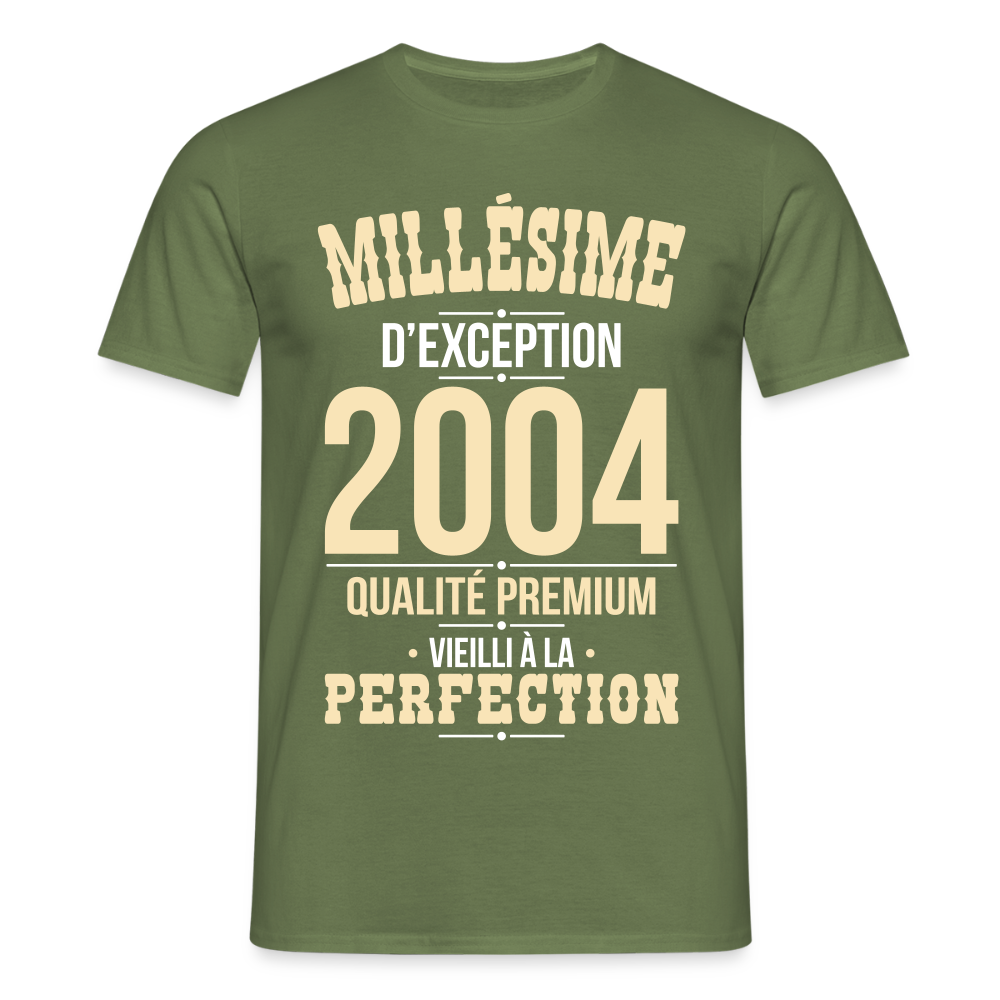 T-shirt Homme - Anniversaire 21 Ans - Millésime 2004 - vert militaire