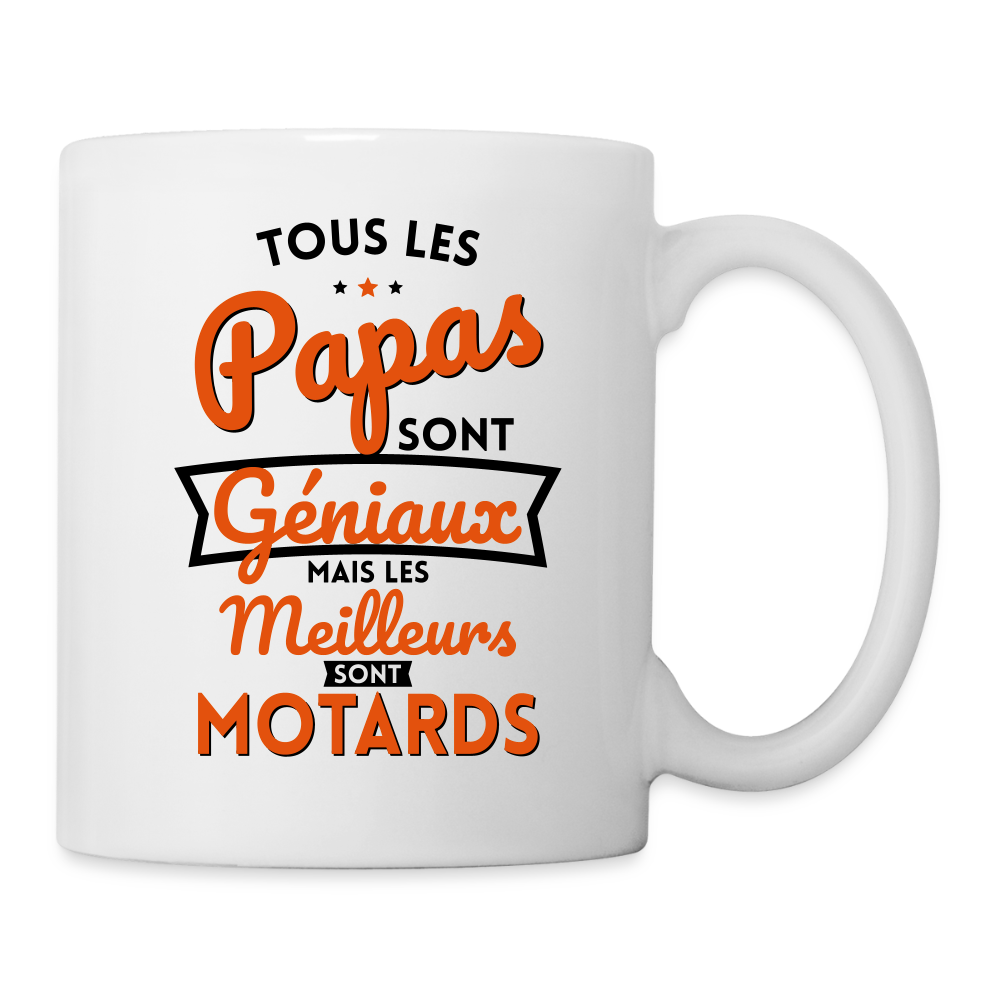 Mug blanc - Papas géniaux - Les meilleurs sont motards - blanc