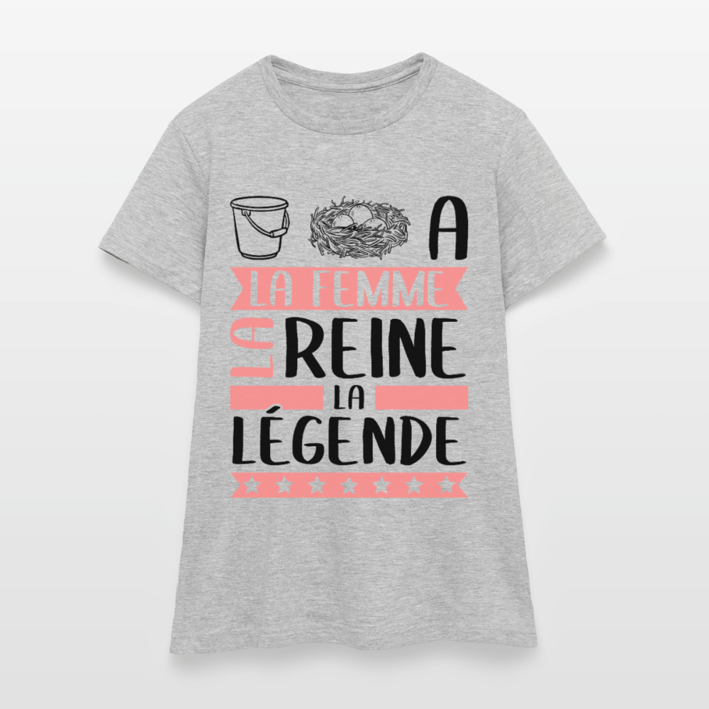 T-shirt femme coloris clair Sonia en rébus – La femme, la reine, la légende - gris chiné