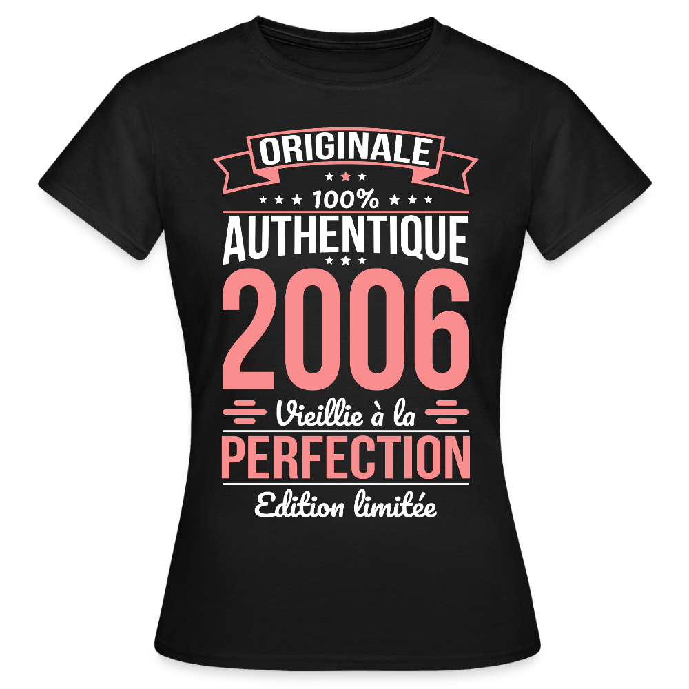 T-shirt anniversaire femme 20 ans – Originale 2006 - noir