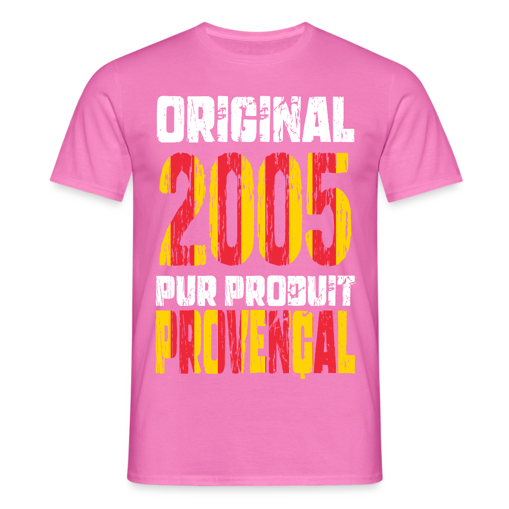 T-shirt Homme - Anniversaire 20 Ans - Original 2005 - Pur produit Provençal - rose