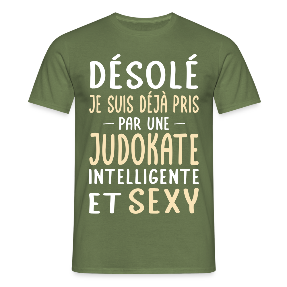 T-shirt Homme - Je suis pris par une judokate intelligente et sexy - vert militaire