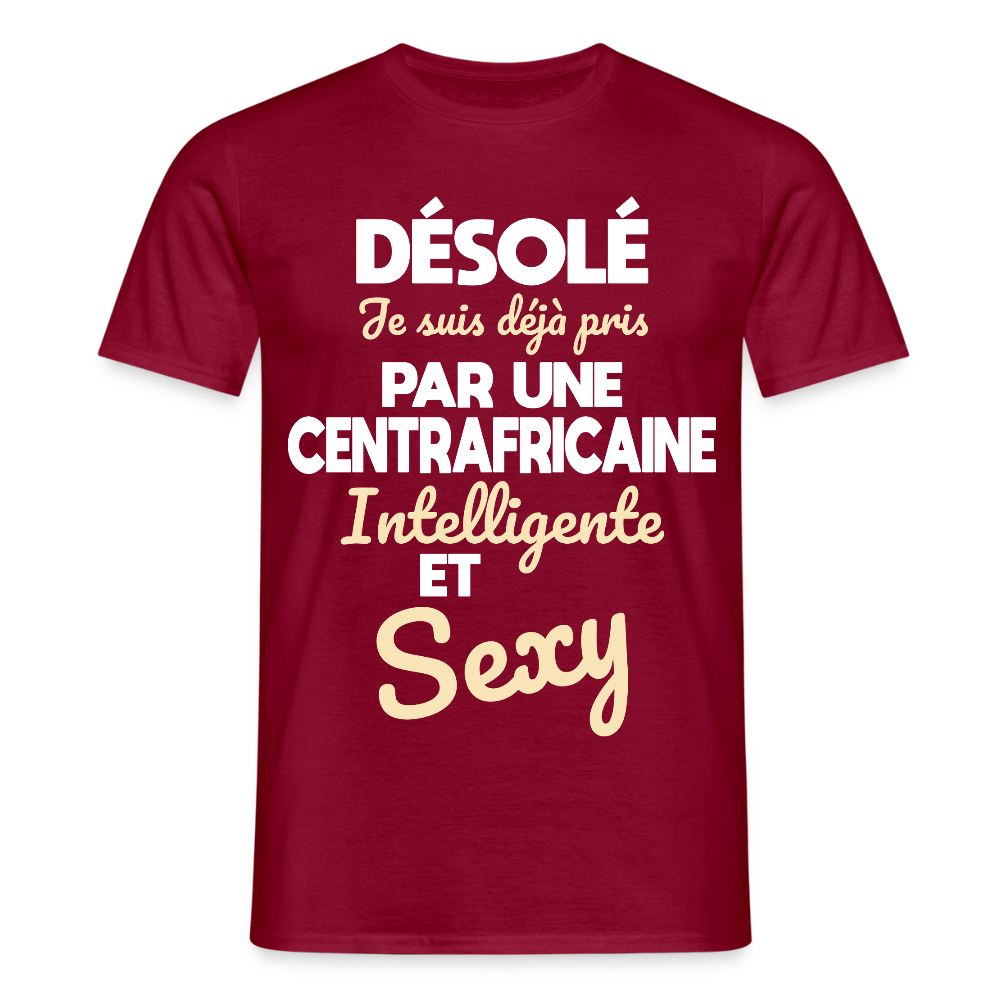 T-shirt Homme - Je suis déjà pris par une Centrafricaine intelligente et sexy - rouge brique