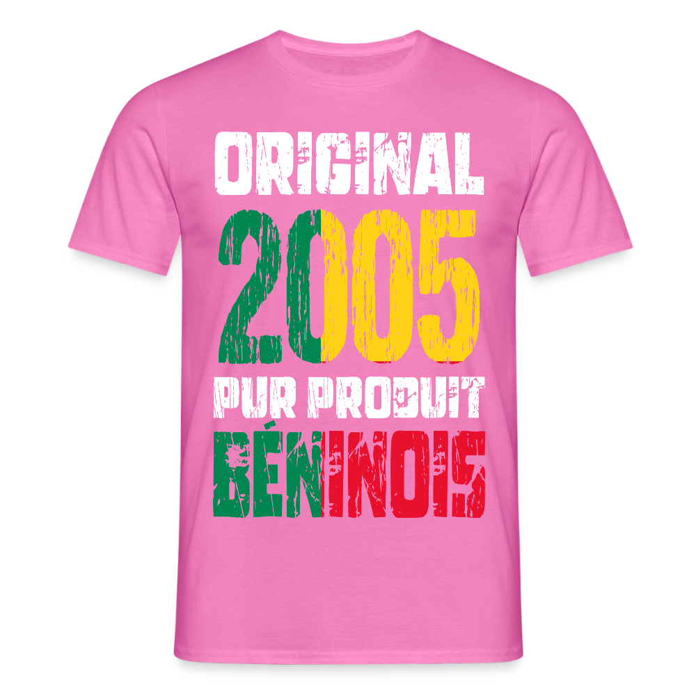 T-shirt Homme - Anniversaire 20 Ans - Original 2005 - Pur produit Béninois - rose