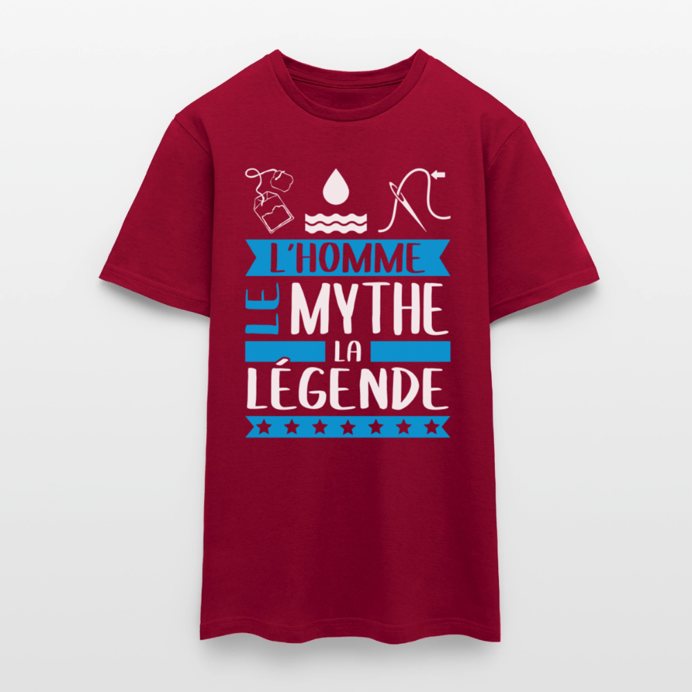 T-shirt homme Théophile rébus – L’homme, le mythe, la légende - rouge brique