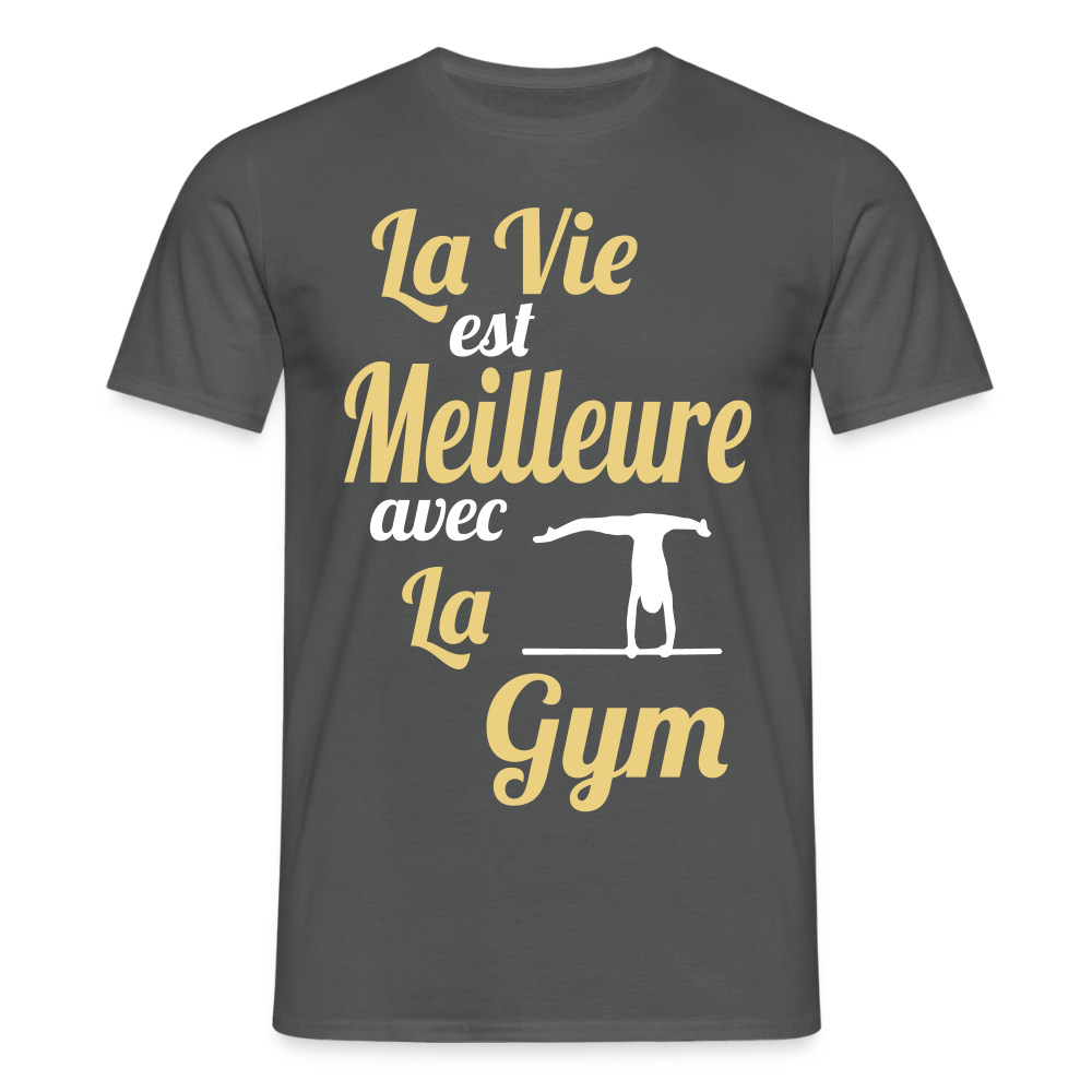 T-shirt Homme - La vie est meilleure avec la gym - charbon