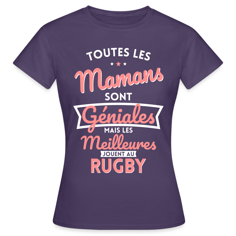 T-shirt Femme - Mamans géniales - Les meilleures jouent au rugby - violet foncé