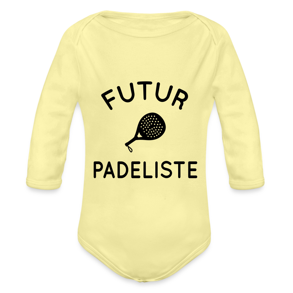 Body Bébé bio manches longues - Futur padeliste - jaune délavé