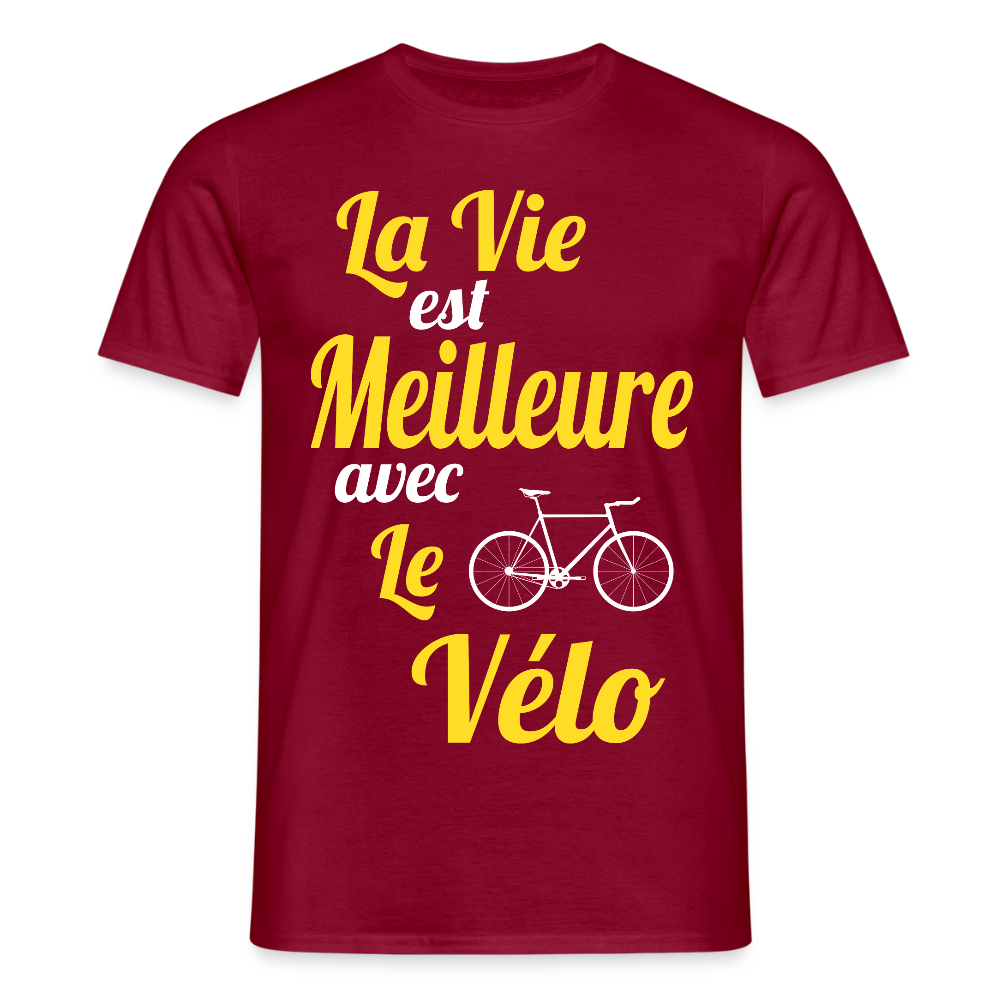 T-shirt Homme - La vie est meilleure avec le Vélo - rouge brique