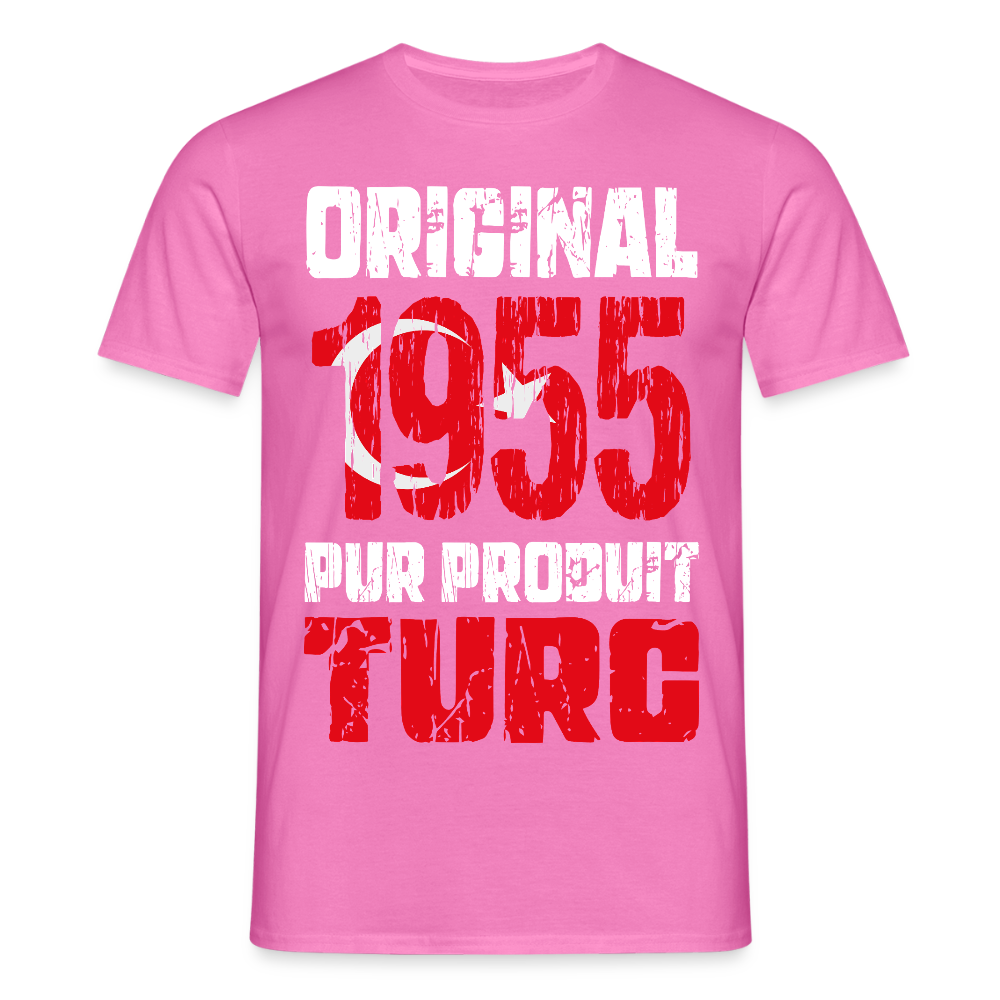 T-shirt Homme - Anniversaire 70 Ans - Original 1955 - Pur produit Turc - rose