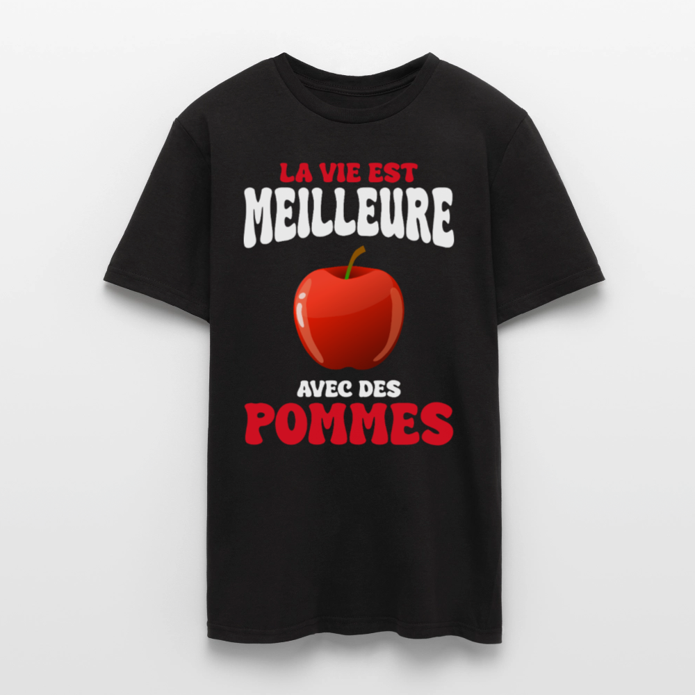T-shirt Homme - La vie est meilleure avec des pommes - noir