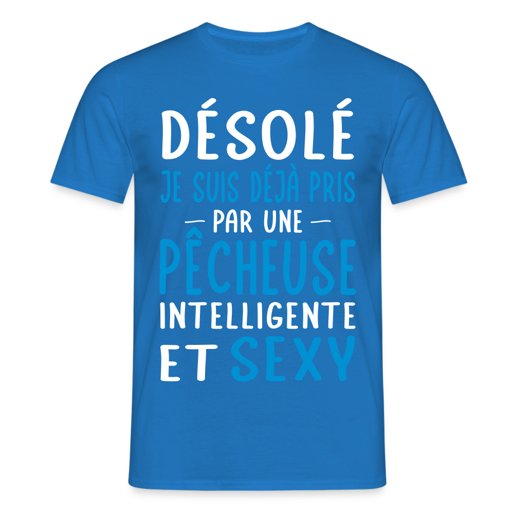T-shirt Homme - Je suis pris par une pêcheuse intelligente et sexy - bleu royal