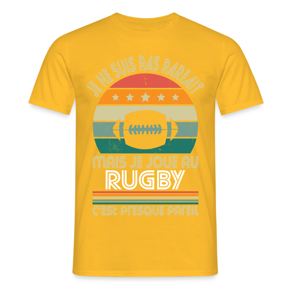 T-shirt Homme - Je ne suis pas parfait mais je joue au Rugby - jaune