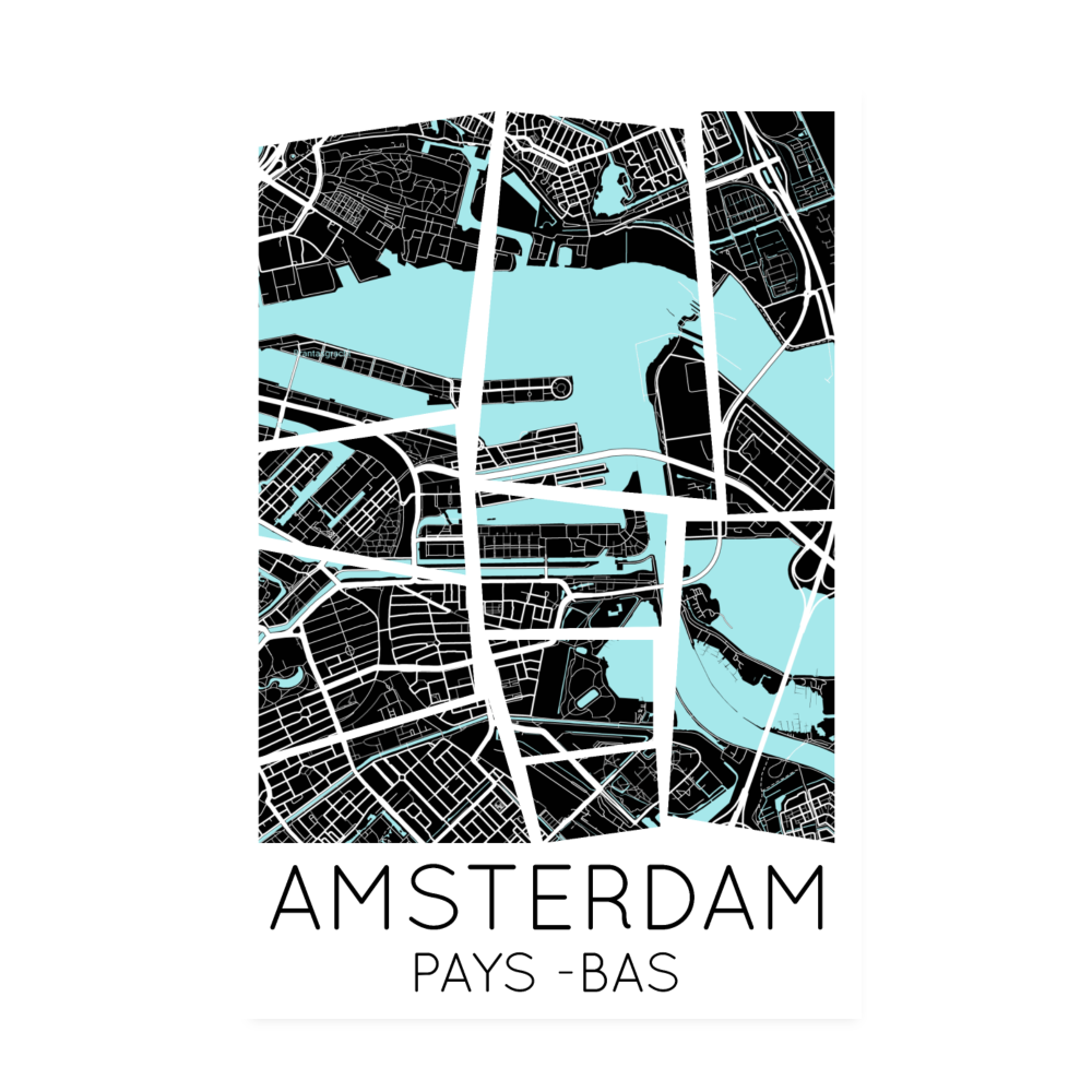 Poster Amsterdam - Plan Amsterdam - 20 x 30 cm - blanc