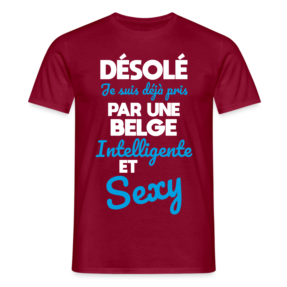 T-shirt Homme - Je suis déjà pris par une Belge intelligente et sexy - rouge brique