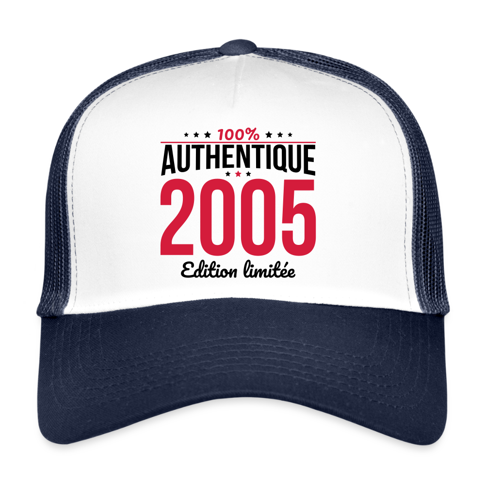 Casquette Trucker - Anniversaire 20 Ans - 100% Authentique 2005 - blanc/marine