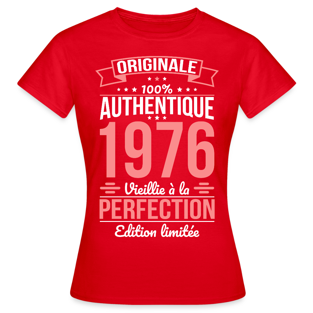 T-shirt anniversaire femme 50 ans – Originale 1976 - rouge
