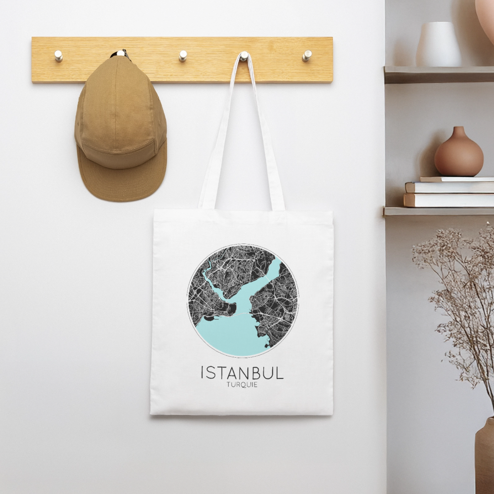 Tote Bag Istanbul Bio Coloris Clair – Plan d’Istanbul - blanc