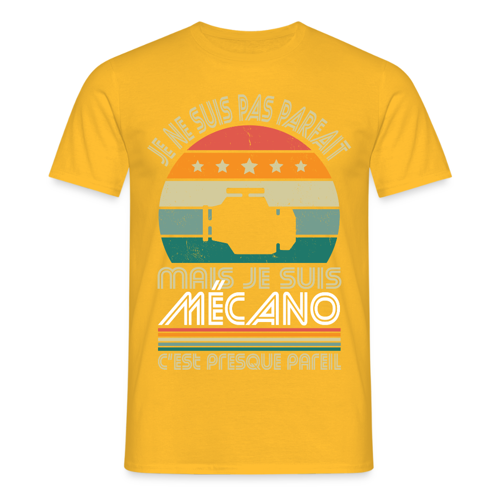 T-shirt Homme - Je ne suis pas parfait mais je suis Mécano - jaune