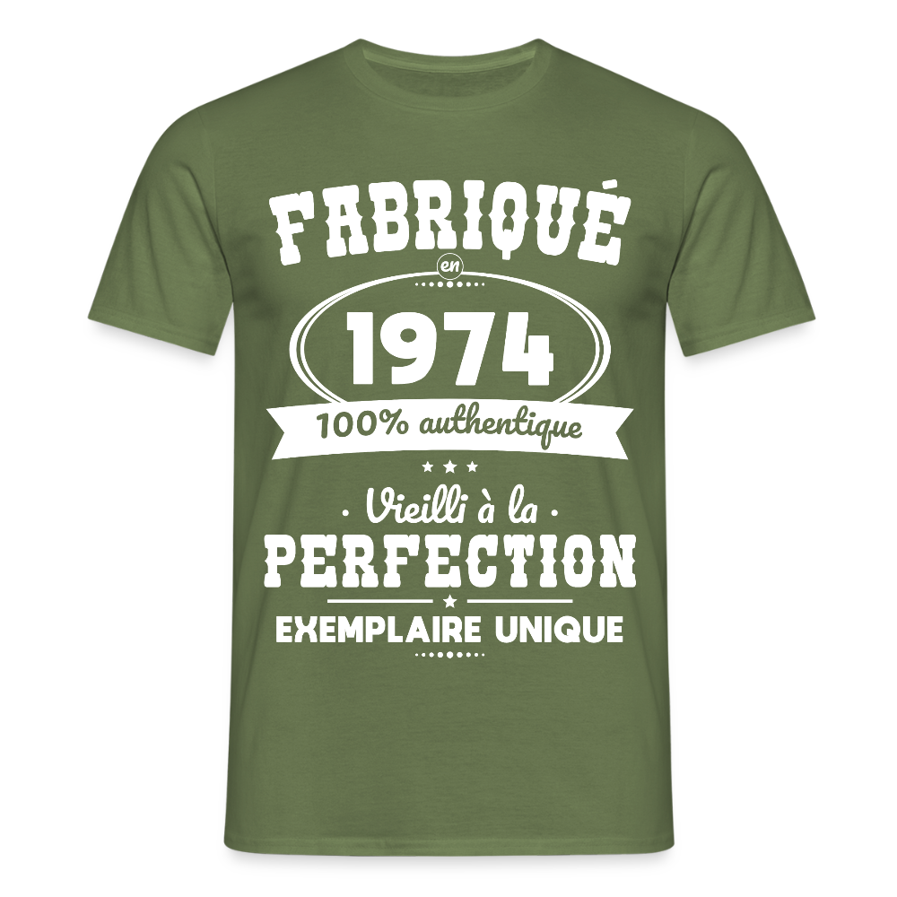 T-shirt Homme - Anniversaire 51 Ans - Fabriqué en 1974 - vert militaire