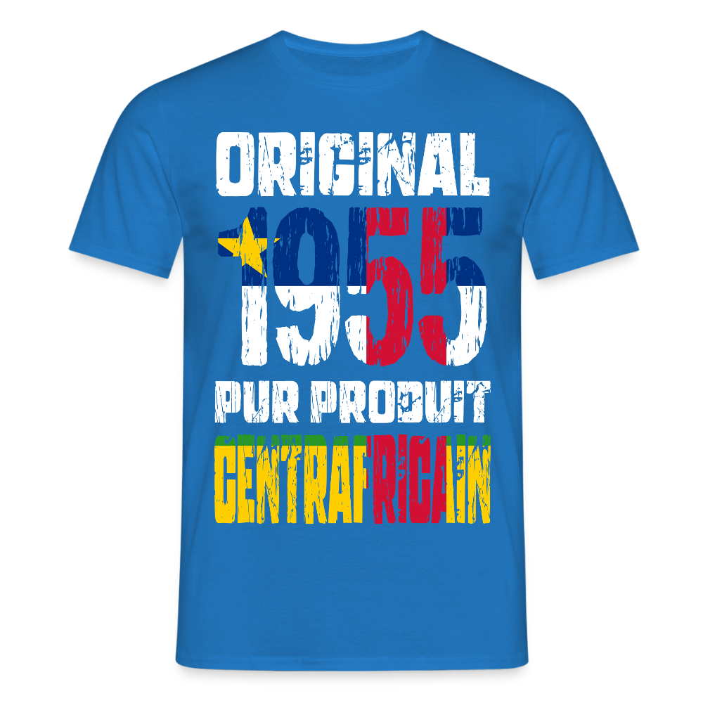 T-shirt Homme - Anniversaire 70 Ans - Original 1955 - Pur produit Centrafricain - bleu royal