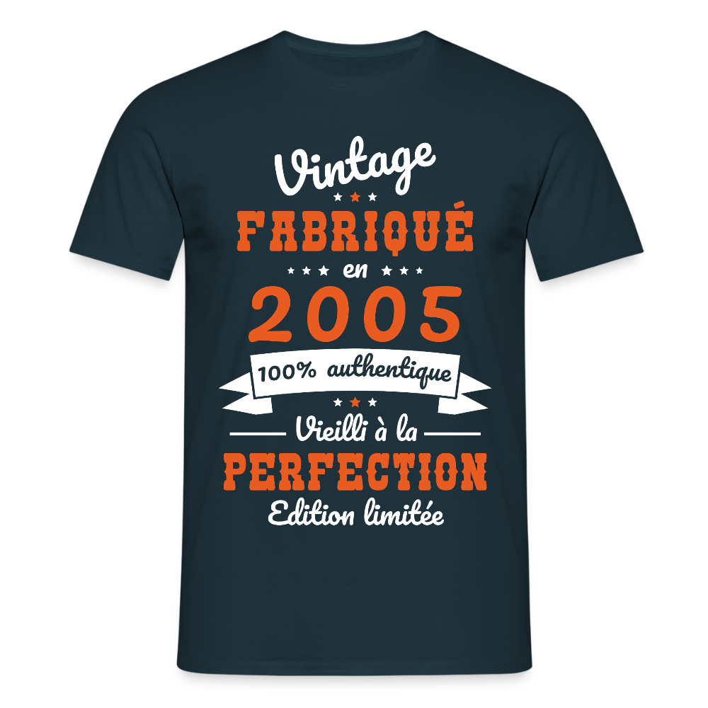 T-shirt Homme - Anniversaire 20 Ans - Vintage fabriqué en 2005 - marine