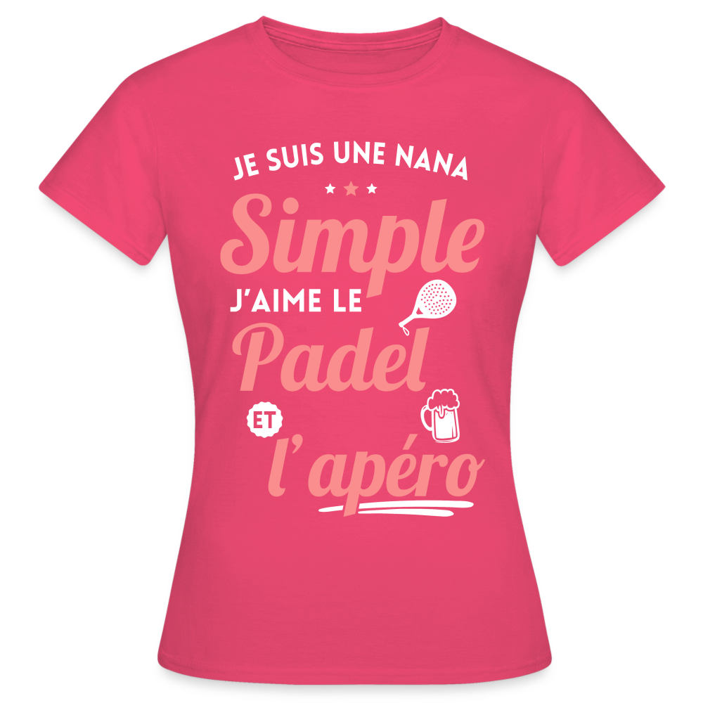 T-shirt Femme - J'aime le padel et l'apéro - rose azalée