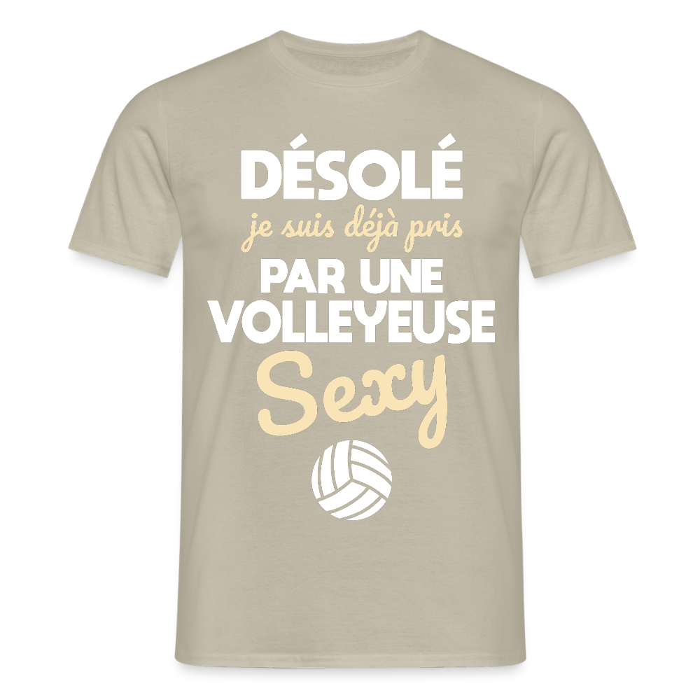 T-shirt Homme - Je suis pris par une volleyeuse sexy - beige sable