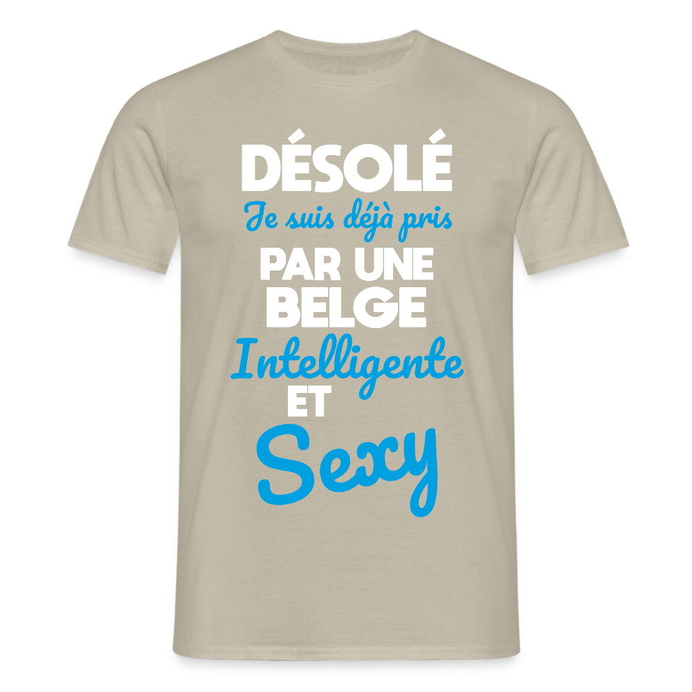 T-shirt Homme - Je suis déjà pris par une Belge intelligente et sexy - beige sable