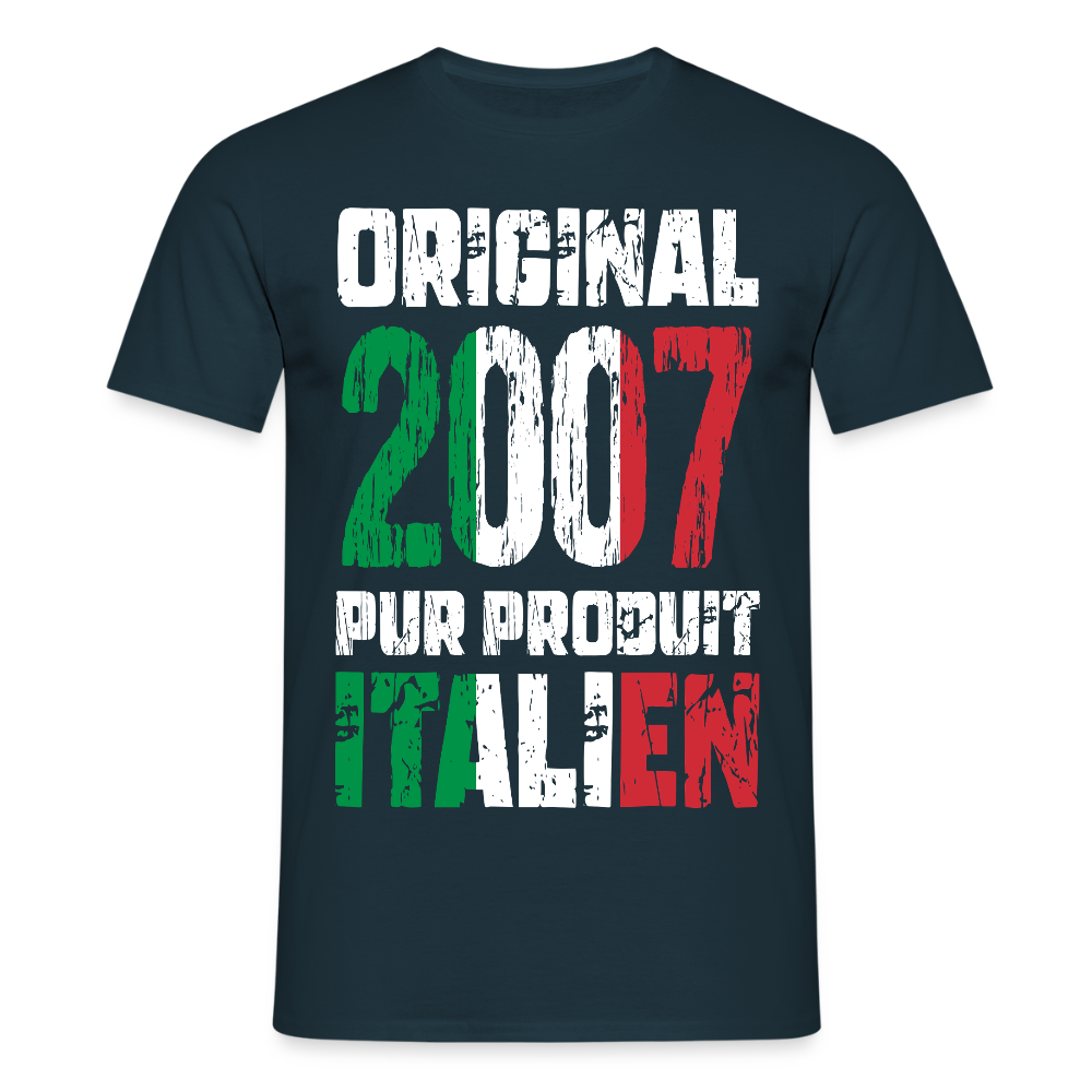 T-shirt Homme - Anniversaire 18 Ans - Original 2007 - Pur produit Italien - marine