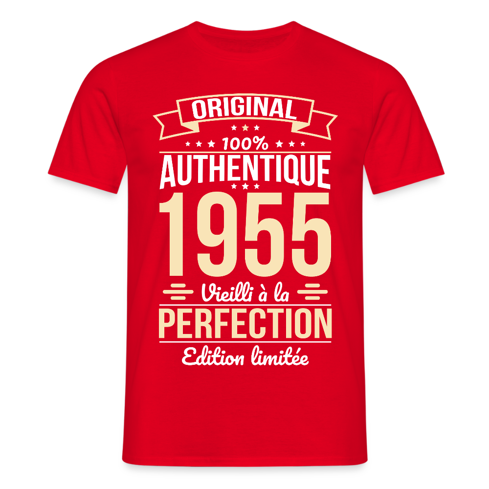 T-shirt Homme - Anniversaire 70 Ans - Original 1955 - rouge