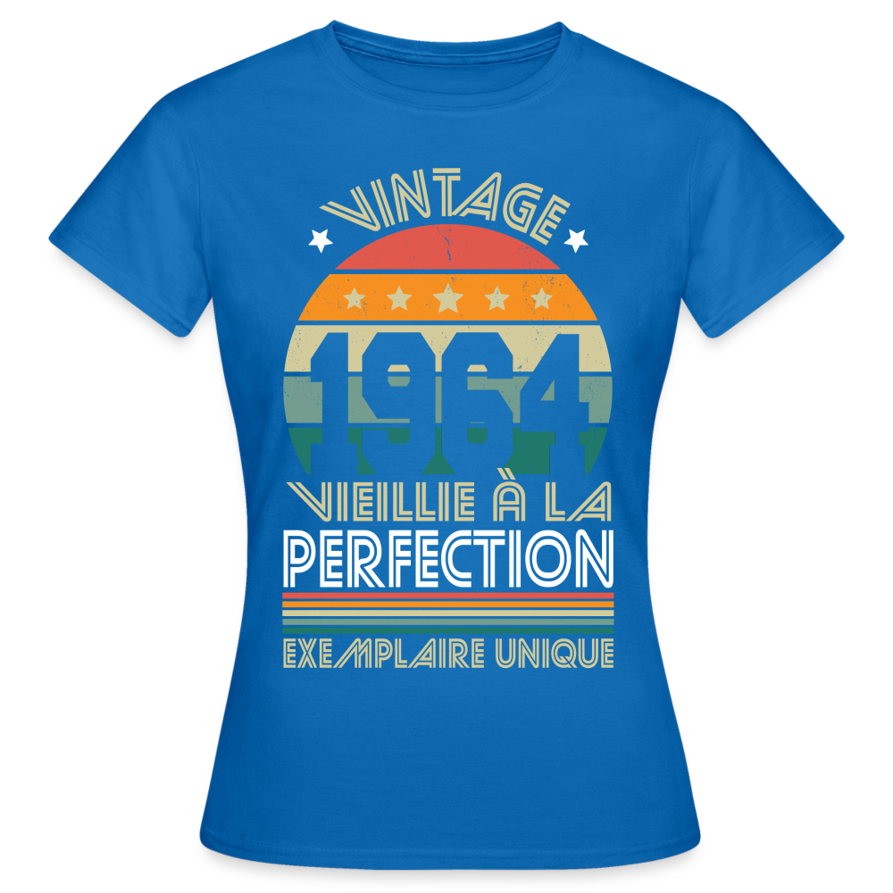 T-shirt Femme - Anniversaire 61 Ans - Vintage 1964 - bleu royal