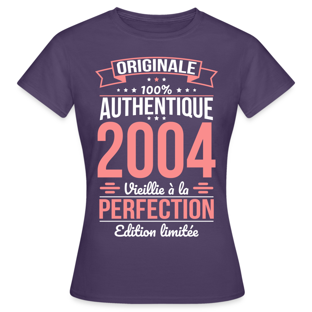 T-shirt Femme - Anniversaire 21 Ans - Originale 2004 - violet foncé