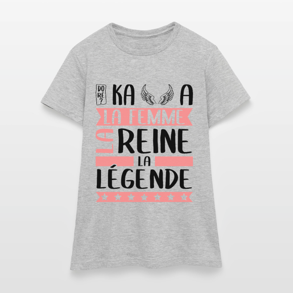 T-shirt femme coloris clair Michaëlla rébus – La femme, la reine, la légende - gris chiné