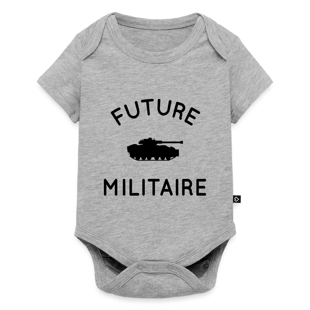 Body Bébé bio manches courtes - Future militaire - gris chiné