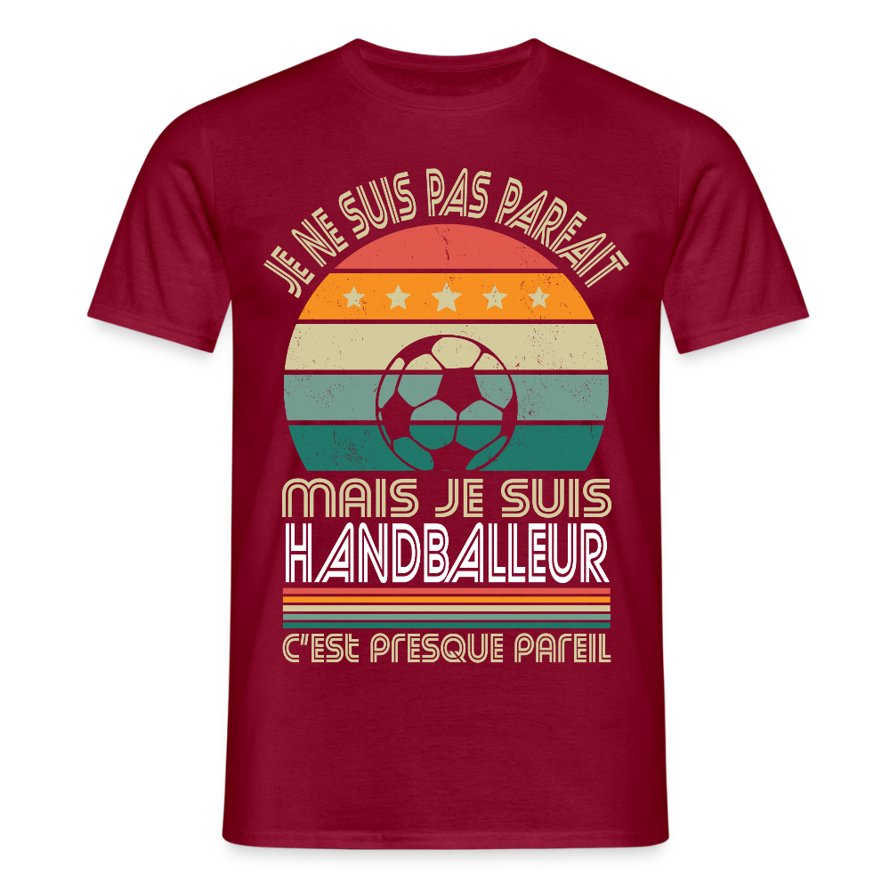 T-shirt Homme - Je ne suis pas parfait mais je suis Handballeur - rouge brique
