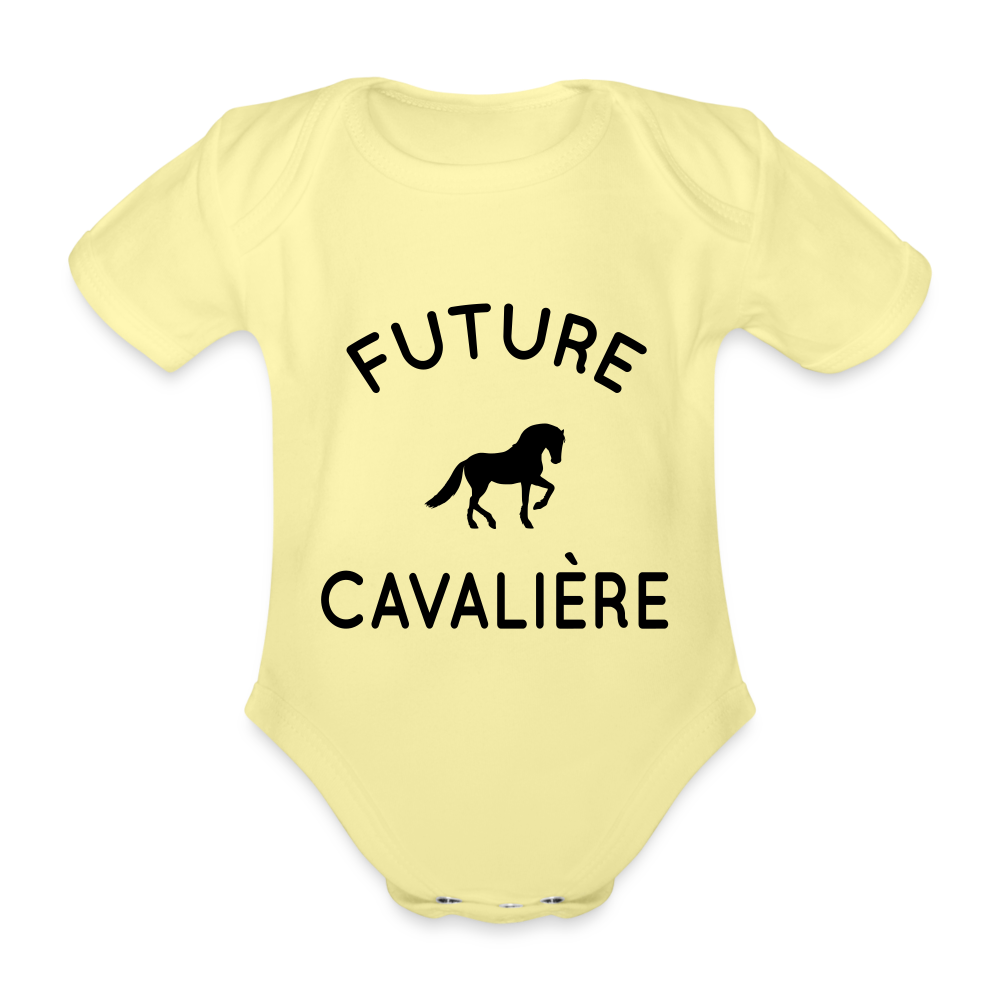 Body Bébé bio manches courtes - Future cavalière - jaune délavé