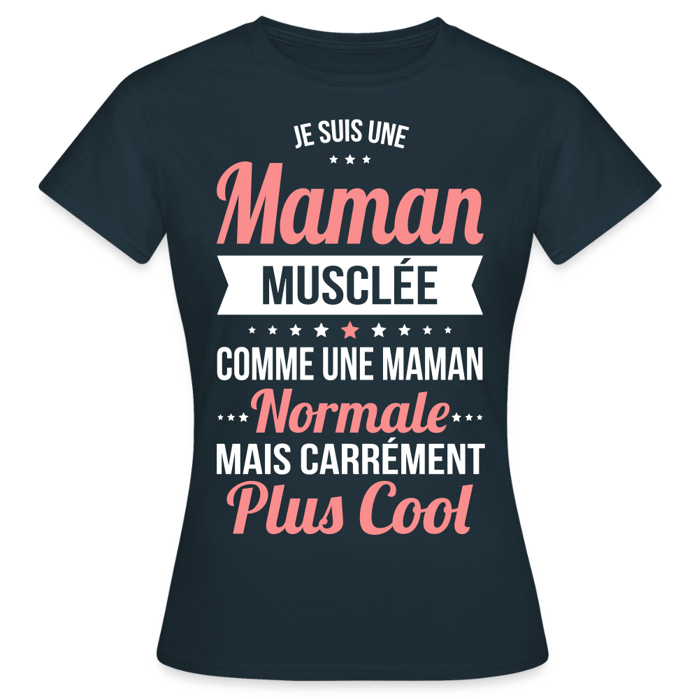 T-shirt Femme - Maman musclée plus cool - marine