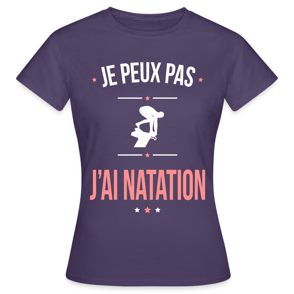 T-shirt Femme - Je peux pas j'ai Natation - violet foncé